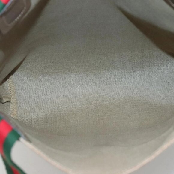 GUCCI GG Supreme Web Sherry Line Tote Bag PVC Beige Gold 39 02 0031 Auth ep9436 - Picture 11 of 16